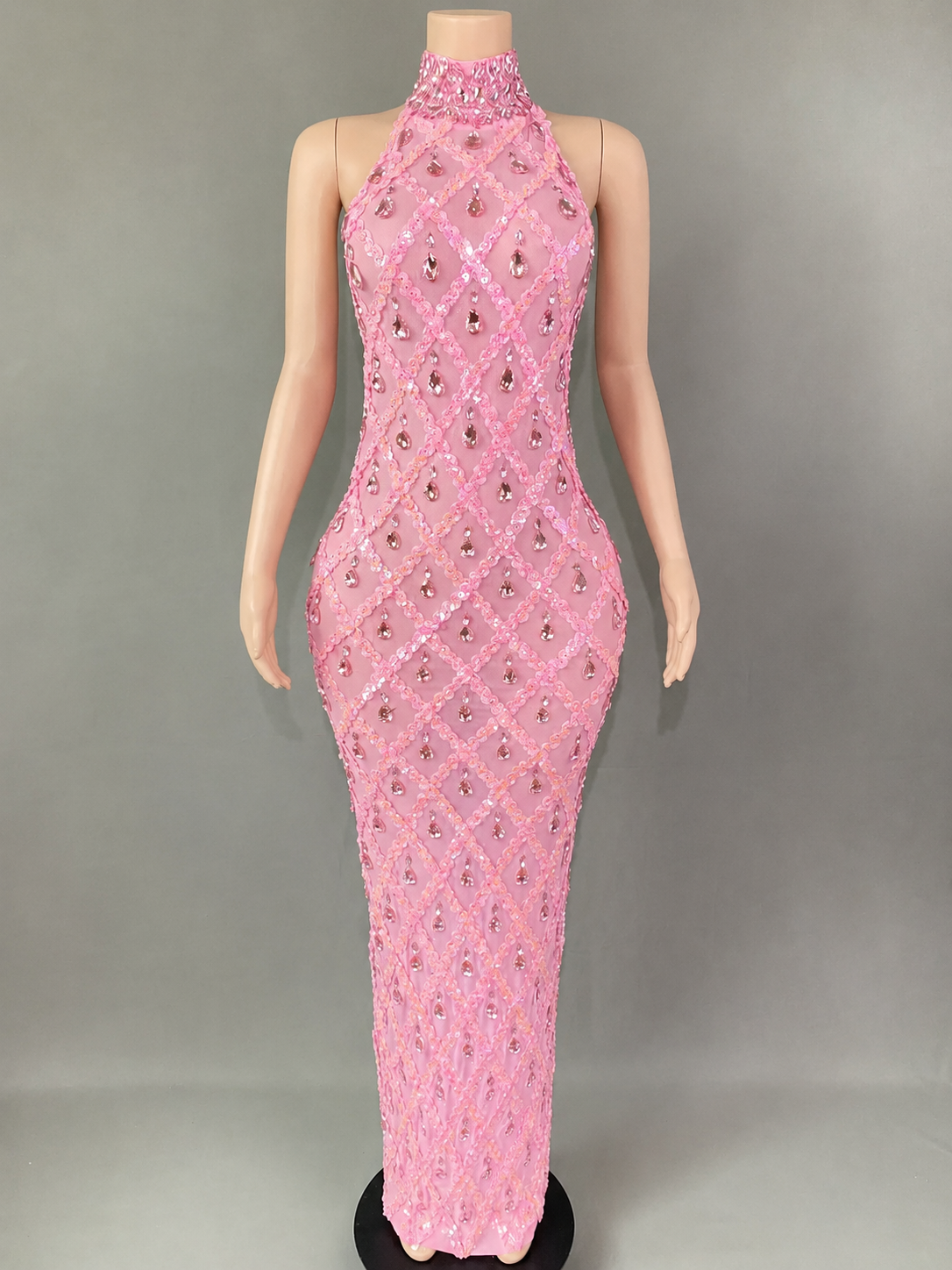 Lumière Rhinestone Mesh Dress — Sparkle Evening Gown