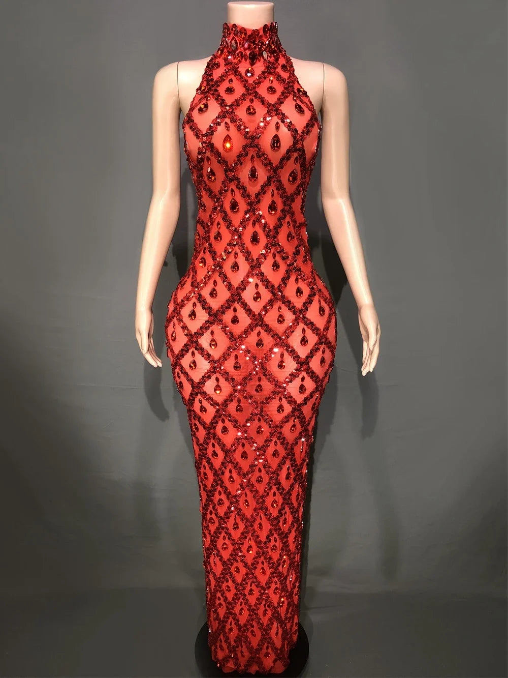 Lumière Rhinestone Mesh Dress — Sparkle Evening Gown