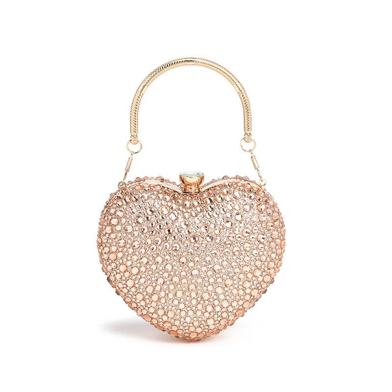 Luxury Crystal Heart Rhinestone Clutch