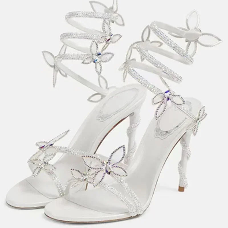Crystal Stiletto Sandal — Ankle Strap High Heel