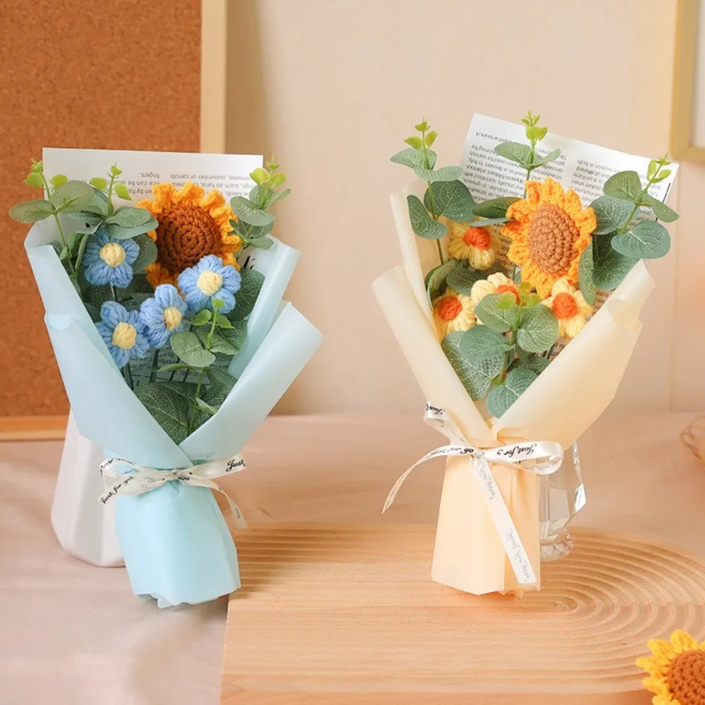 Crochet Sunflower & Daisy Bouquet — Handmade Eternal Bloom