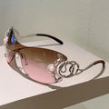 Rhinestone Rimless Y2k Sunglasses