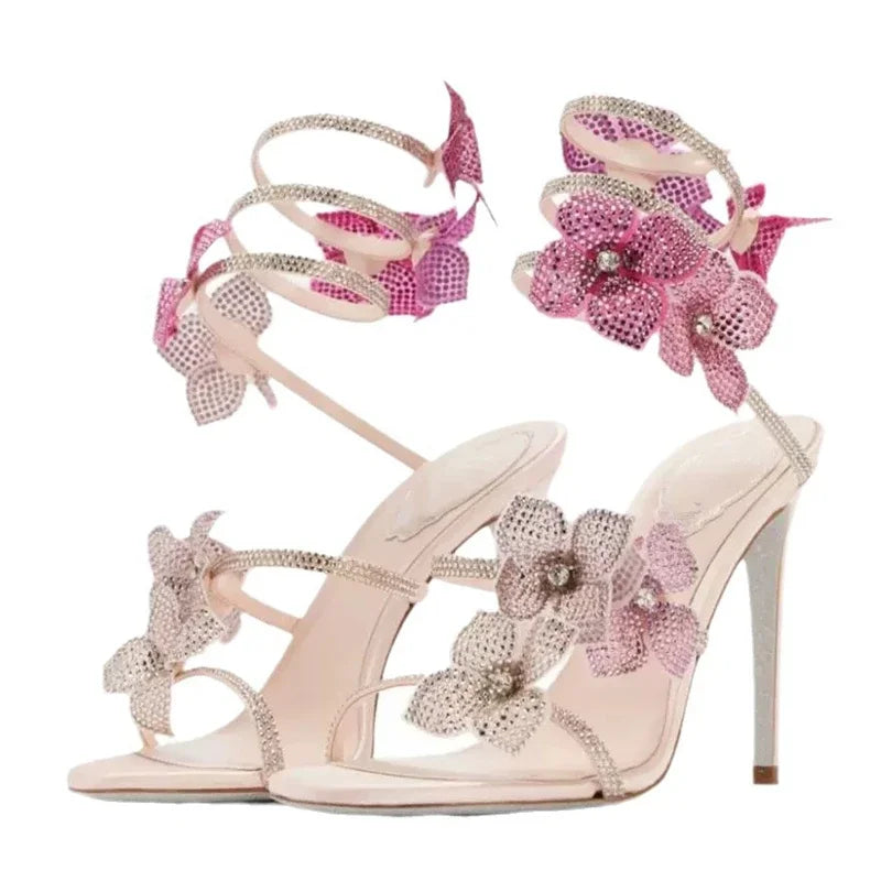 Crystal Stiletto Sandal — Ankle Strap High Heel