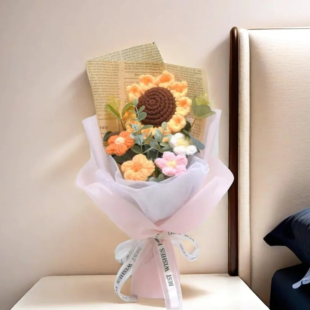 Crochet Sunflower & Daisy Bouquet — Handmade Eternal Bloom