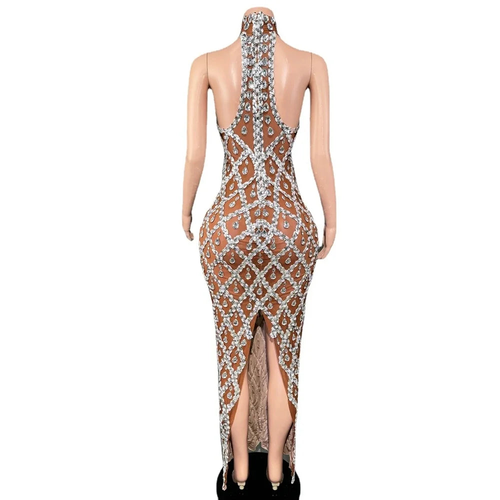 Lumière Rhinestone Mesh Dress — Sparkle Evening Gown
