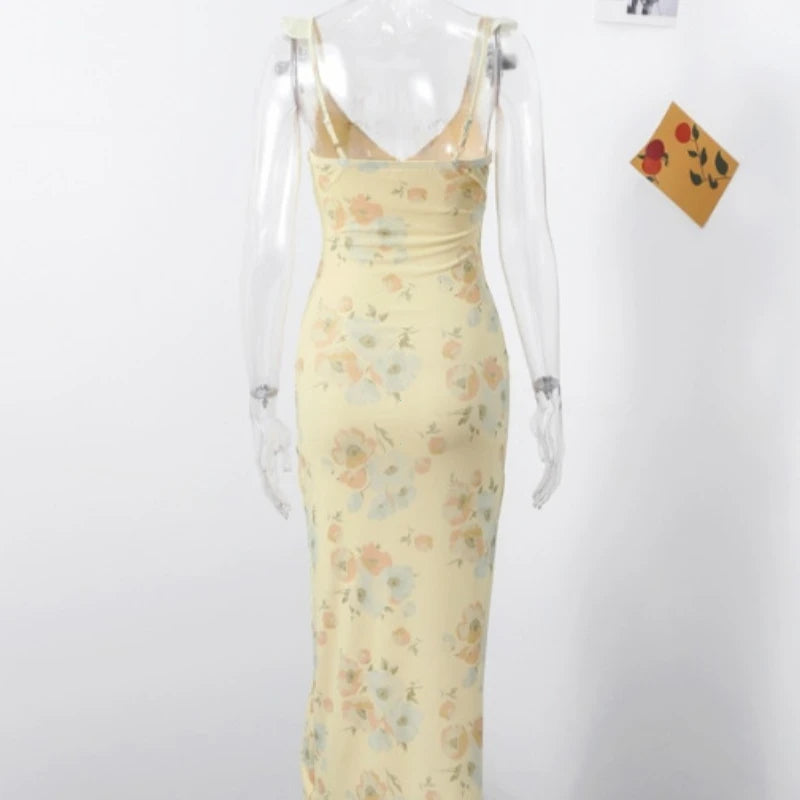 Floral Reverie Maxi Dress — Backless Spaghetti Strap