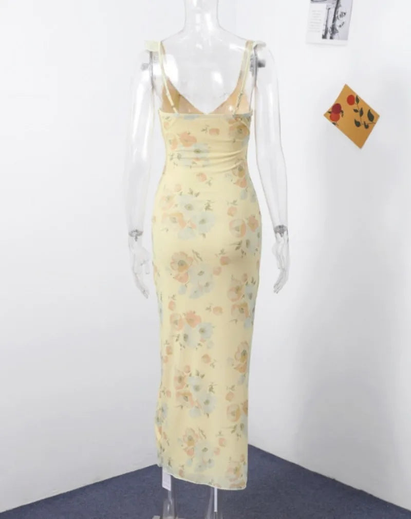 Floral Reverie Maxi Dress — Backless Spaghetti Strap