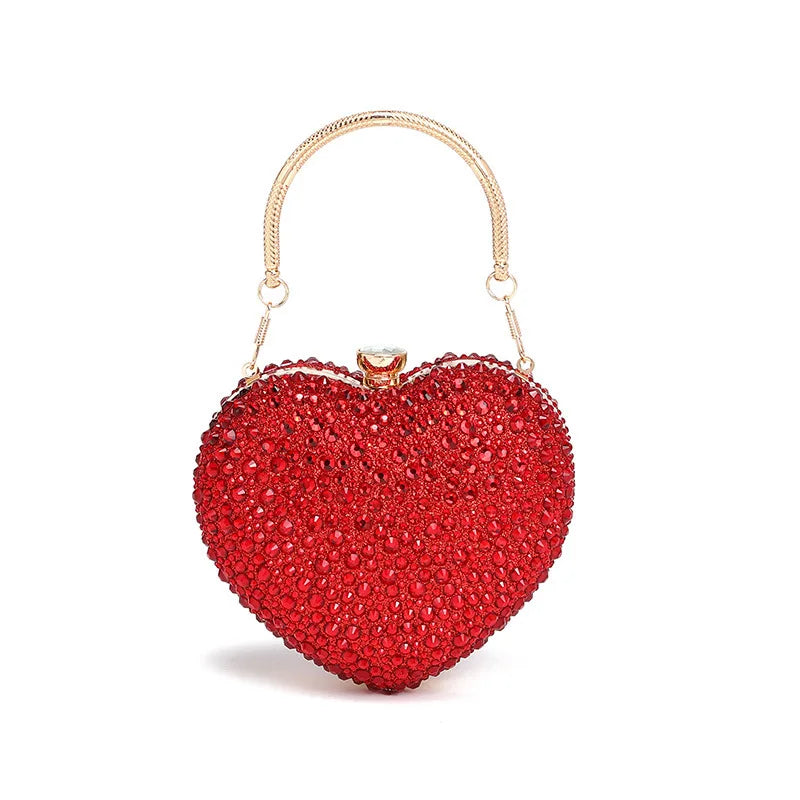 Luxury Crystal Heart Rhinestone Clutch