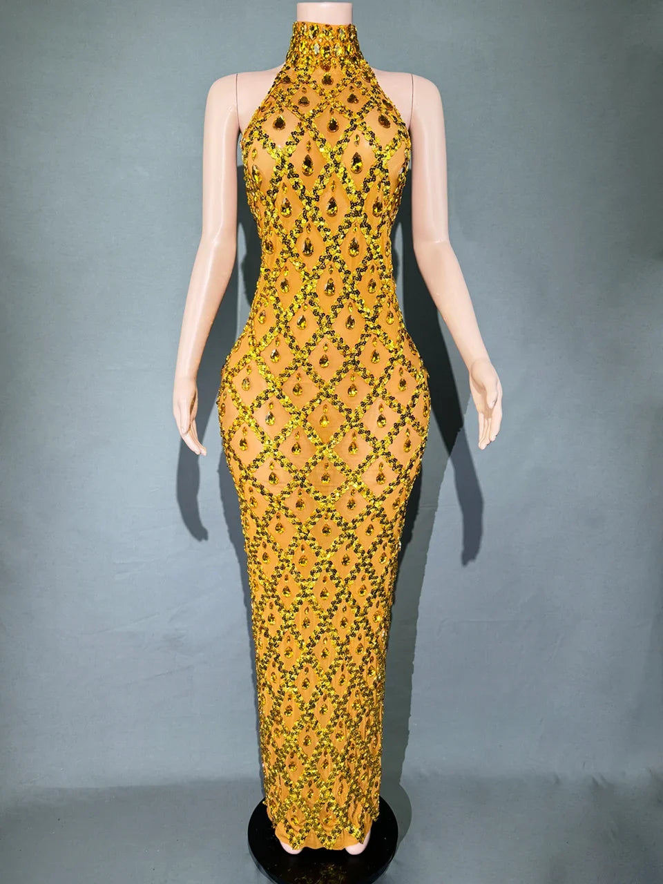 Lumière Rhinestone Mesh Dress — Sparkle Evening Gown