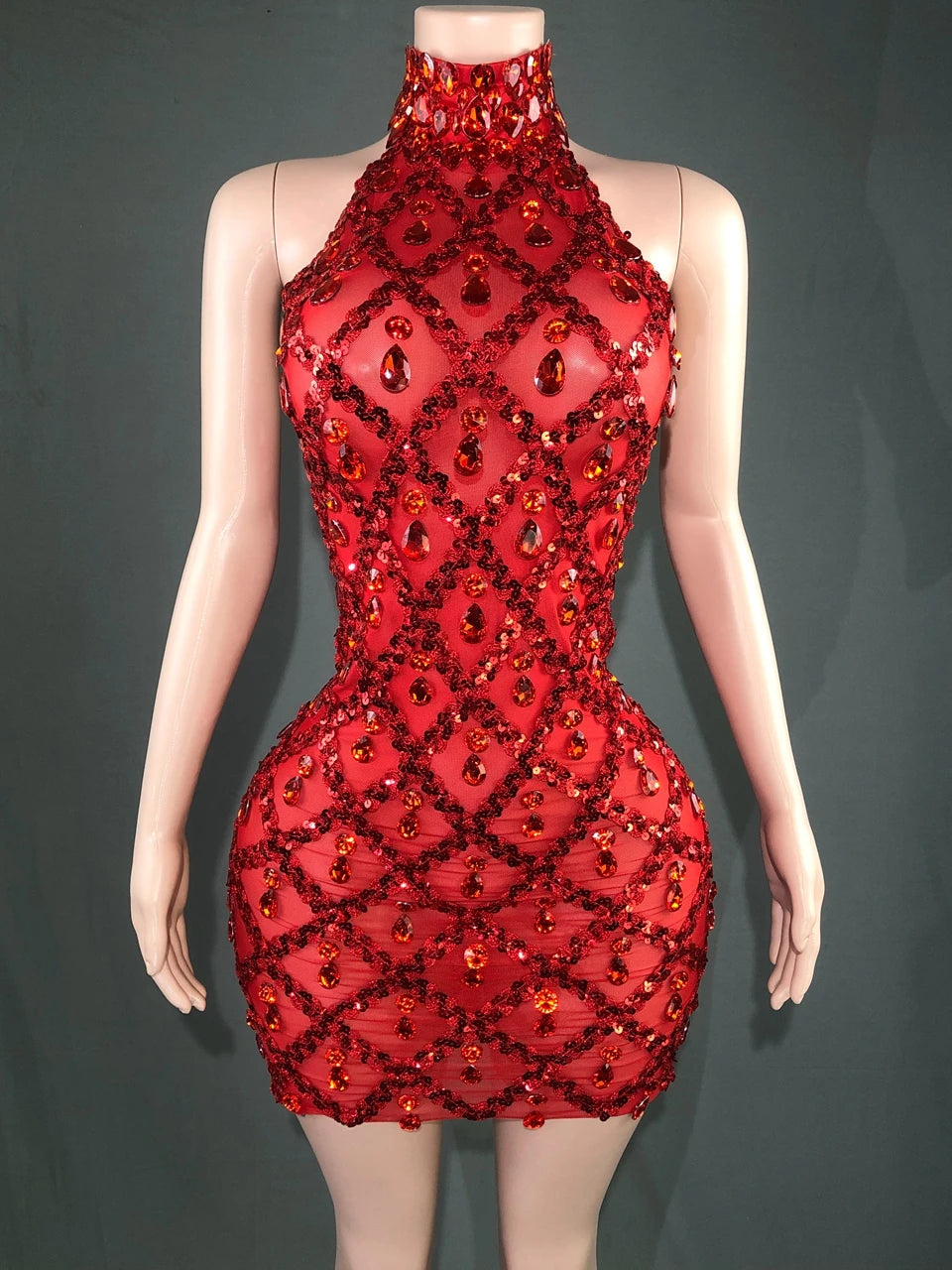 Lumière Rhinestone Mesh Dress — Sparkle Evening Gown