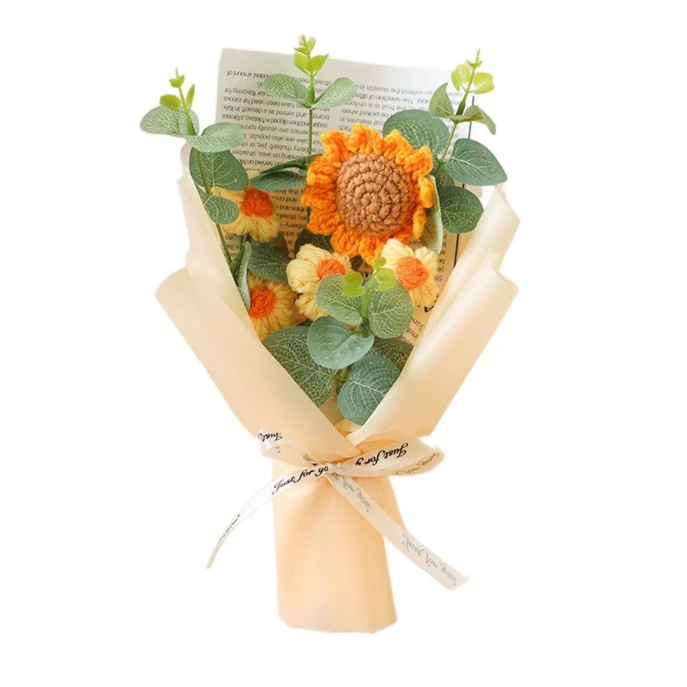 Crochet Sunflower & Daisy Bouquet — Handmade Eternal Bloom
