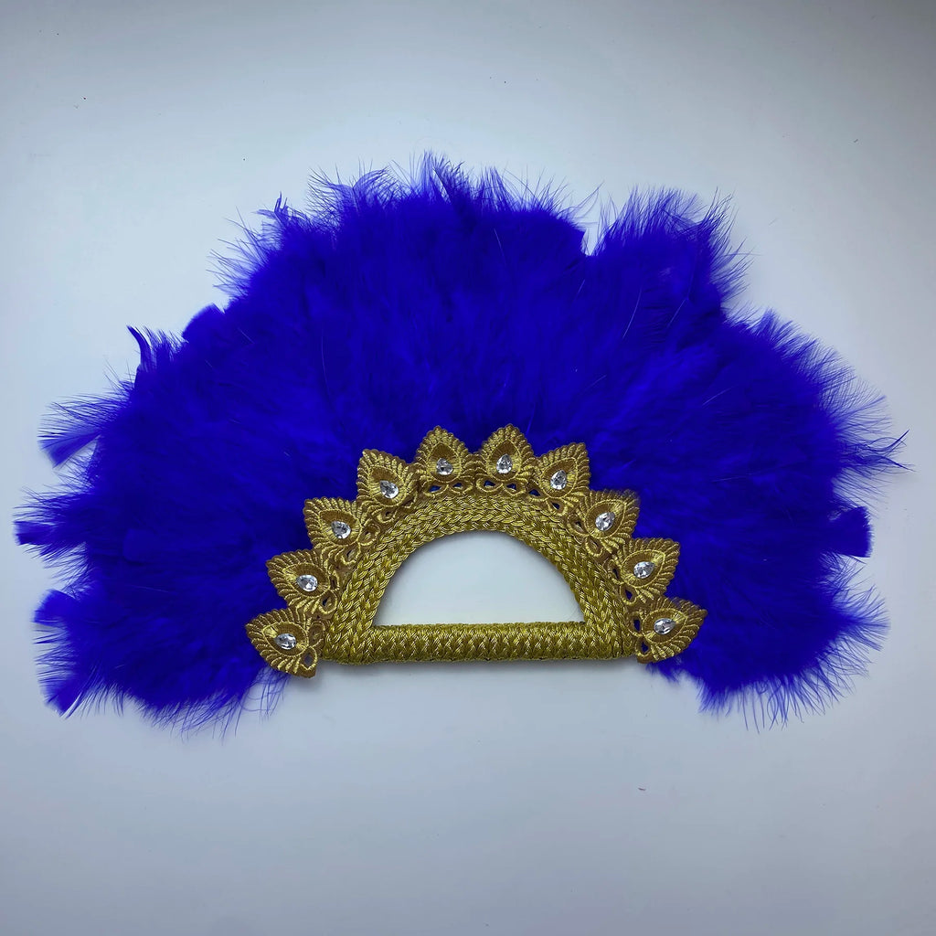 Bridal Feather Fan — Double-Sided Nigerian Stone Accent