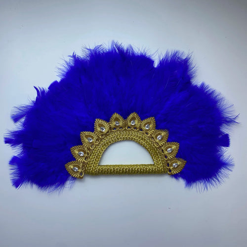 Bridal Feather Fan — Double-Sided Nigerian Stone Accent