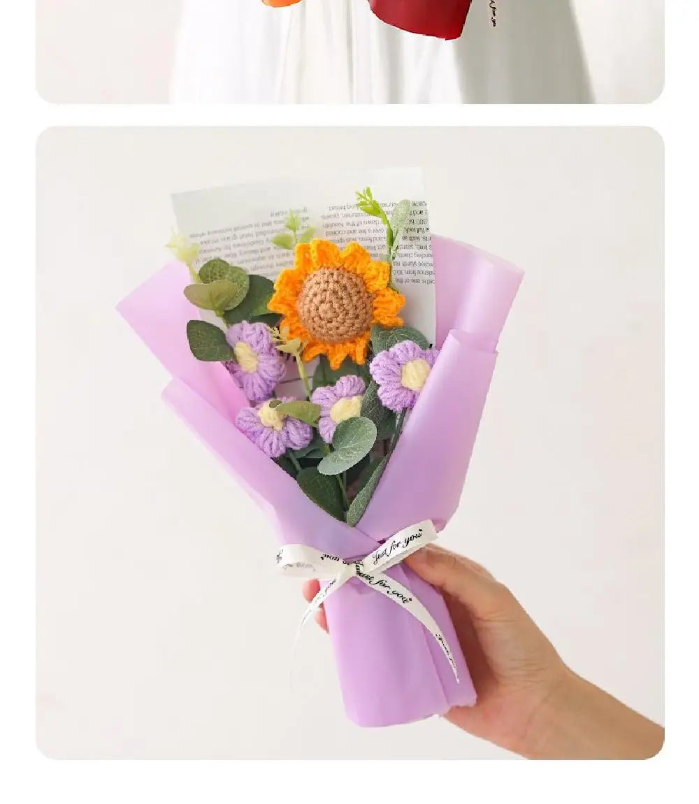 Crochet Sunflower & Daisy Bouquet — Handmade Eternal Bloom