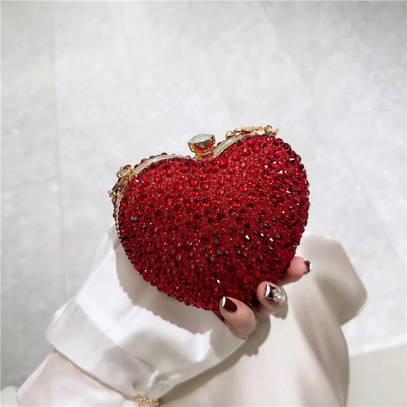 Luxury Crystal Heart Rhinestone Clutch