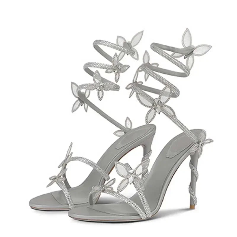 Crystal Stiletto Sandal — Ankle Strap High Heel