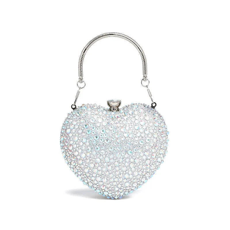 Luxury Crystal Heart Rhinestone Clutch