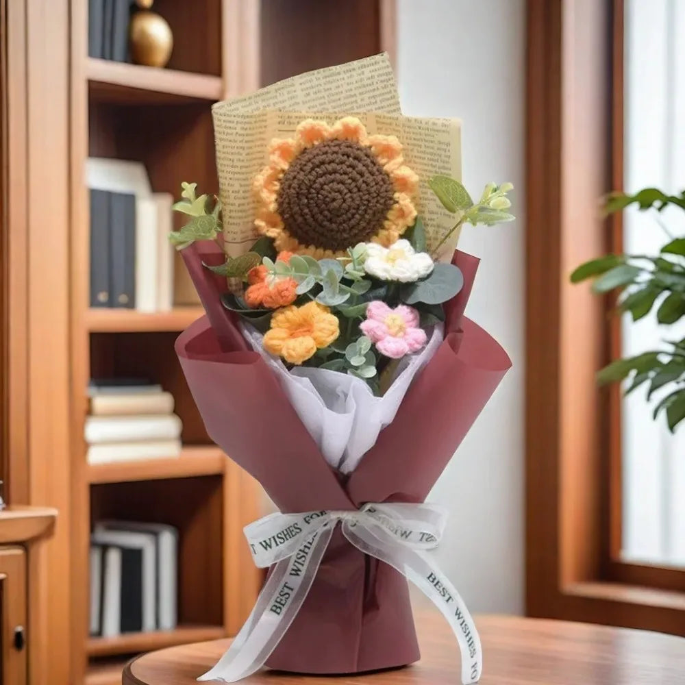 Crochet Sunflower & Daisy Bouquet — Handmade Eternal Bloom