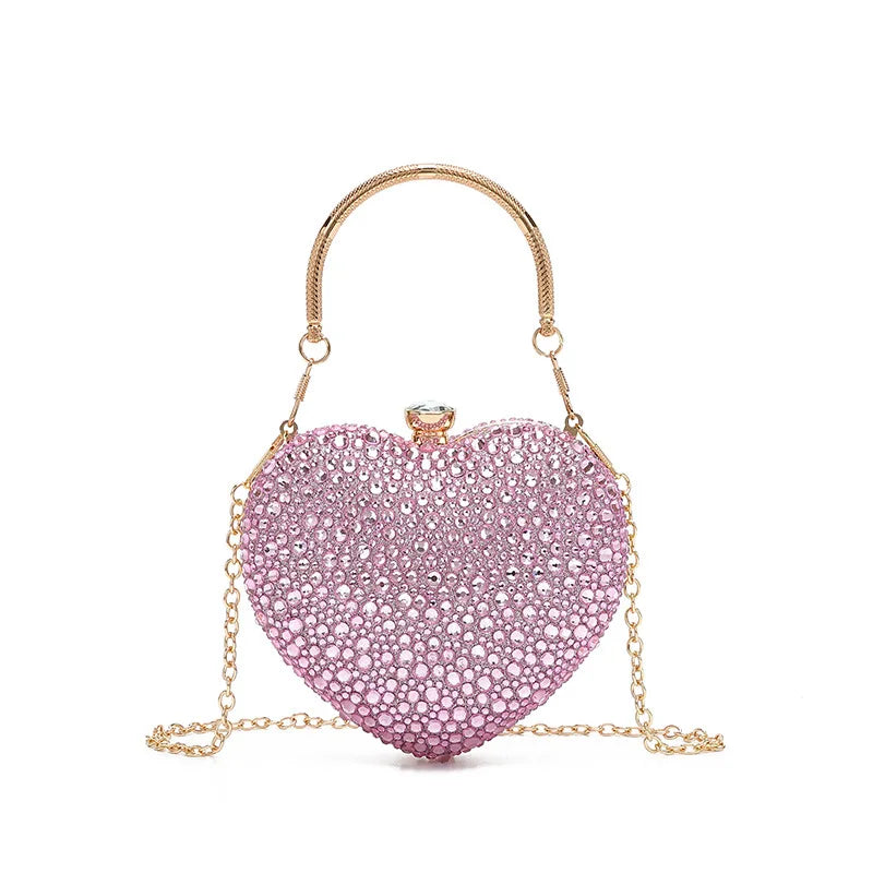 Luxury Crystal Heart Rhinestone Clutch