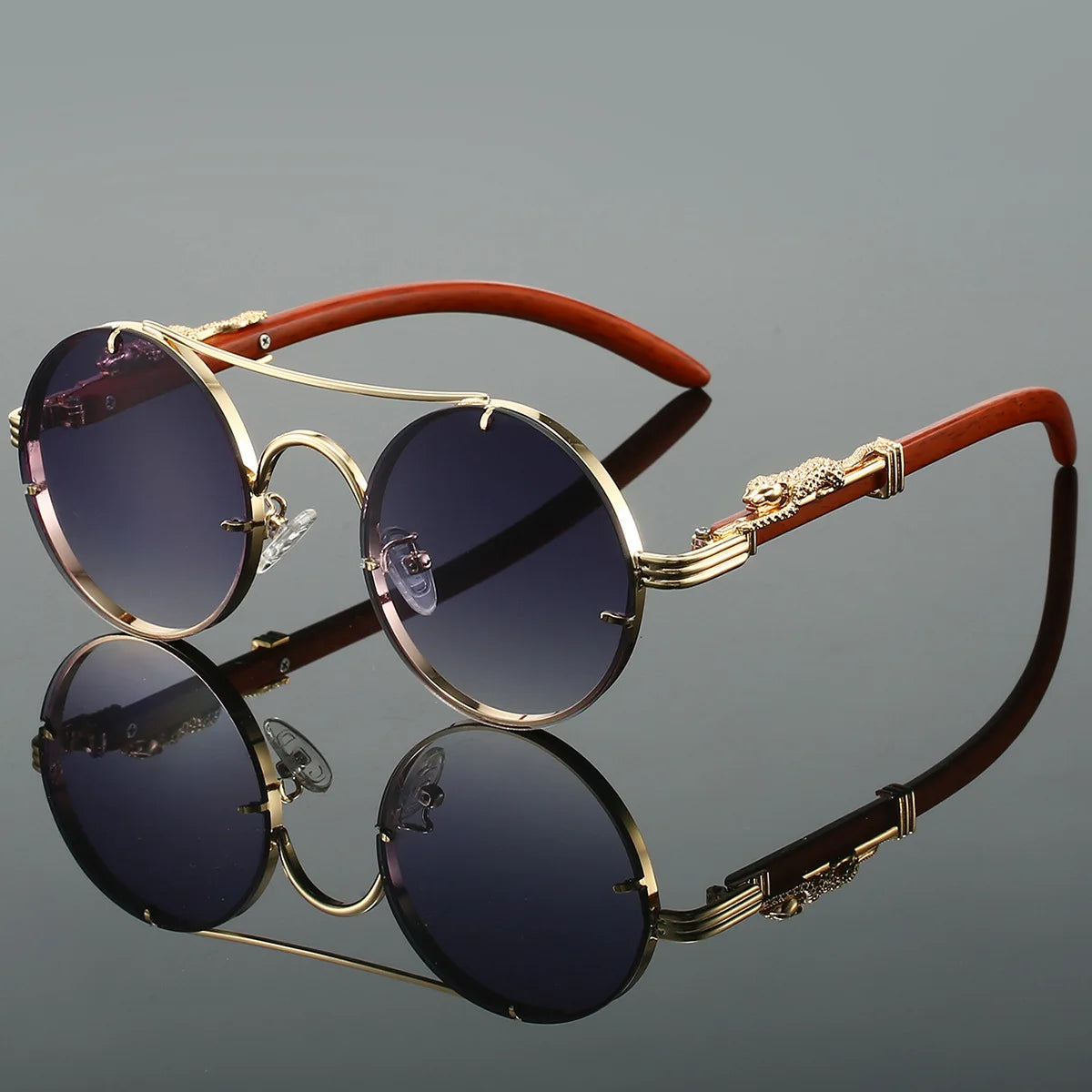 Lumière Round Sunglasses — Double Bridge UV400 Gradient