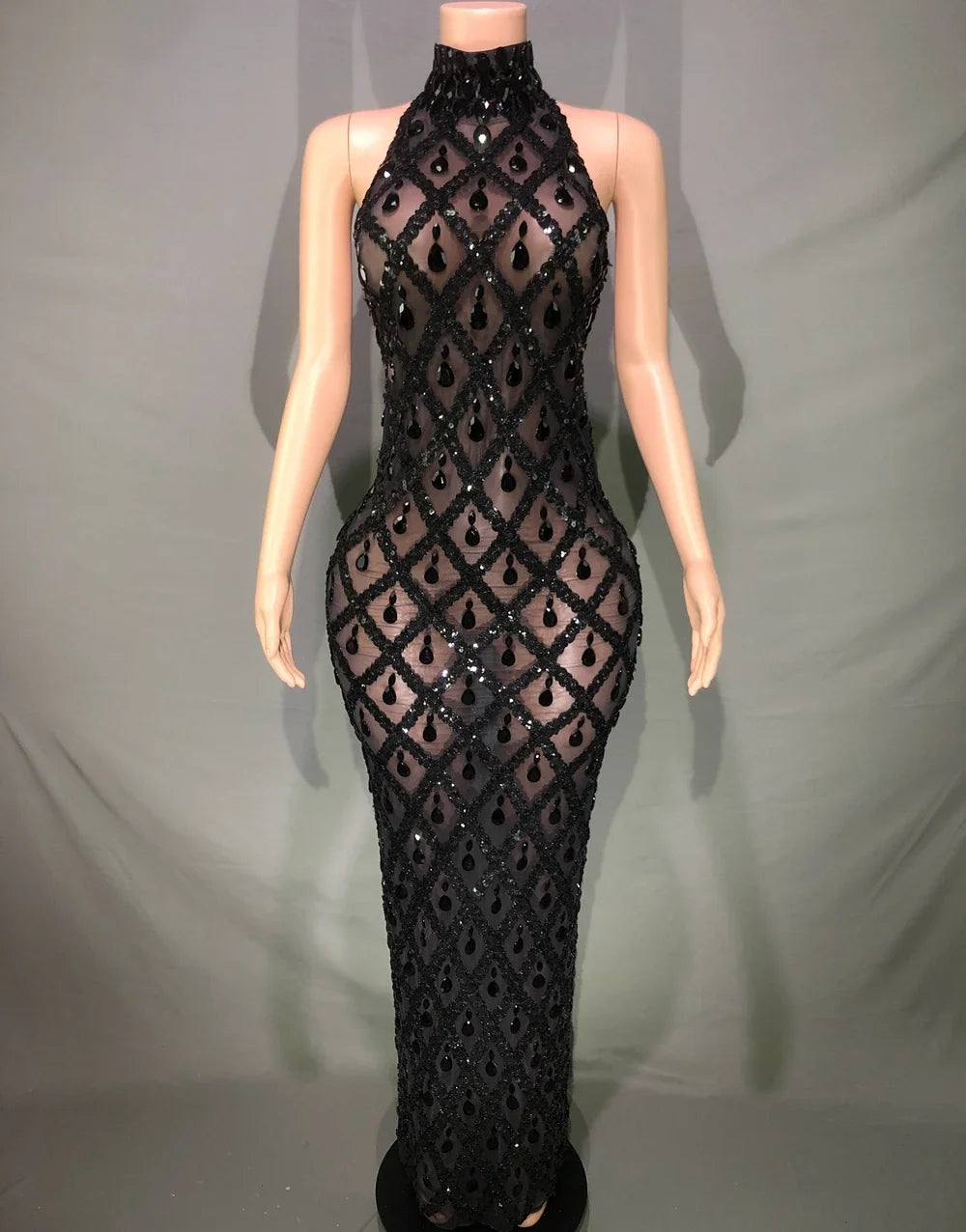 Lumière Rhinestone Mesh Dress — Sparkle Evening Gown