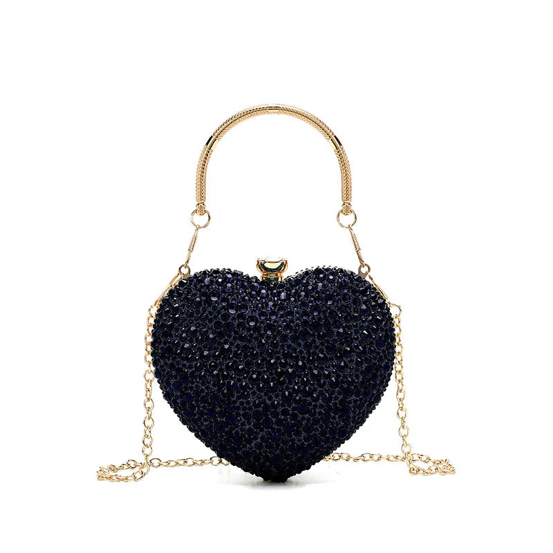 Luxury Crystal Heart Rhinestone Clutch