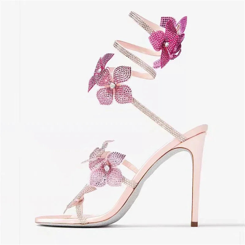 Crystal Stiletto Sandal — Ankle Strap High Heel