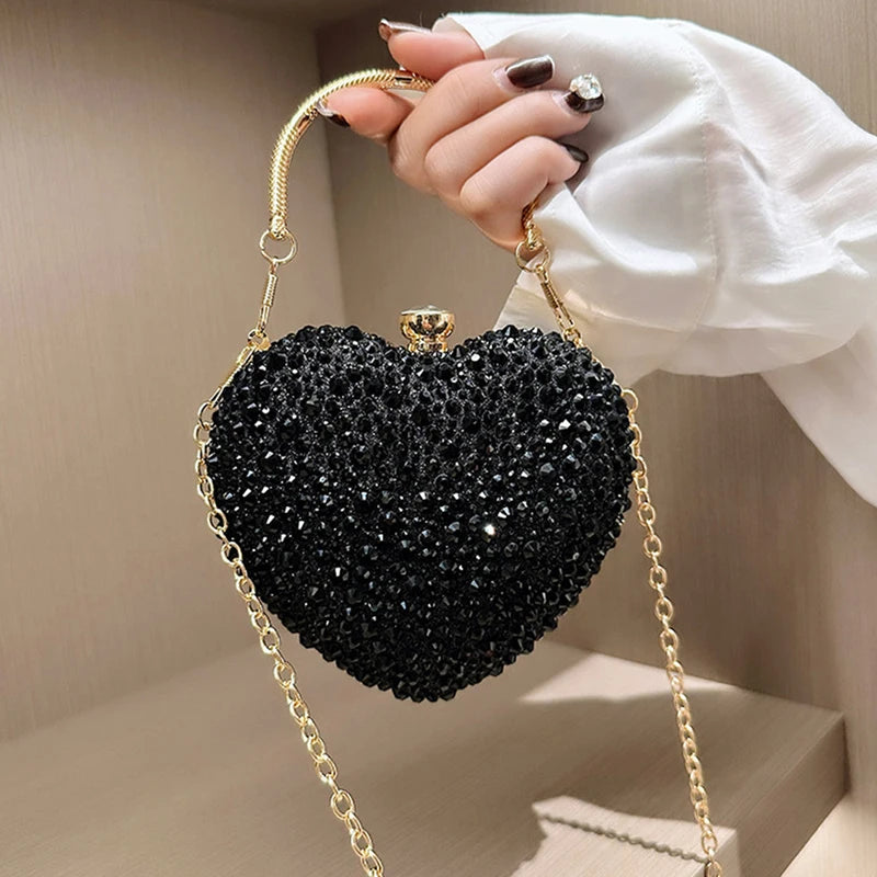 Luxury Crystal Heart Rhinestone Clutch