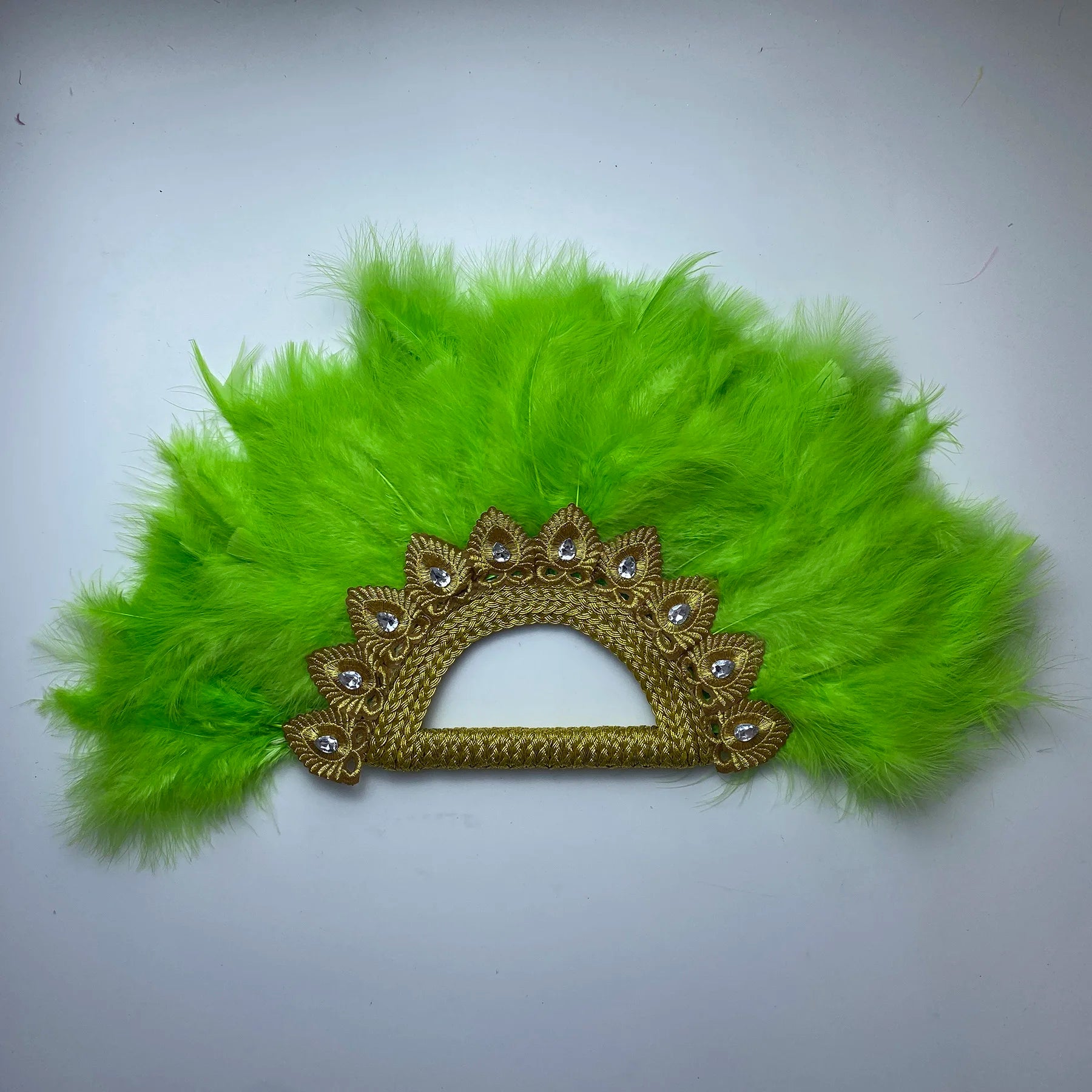 Bridal Feather Fan — Double-Sided Nigerian Stone Accent