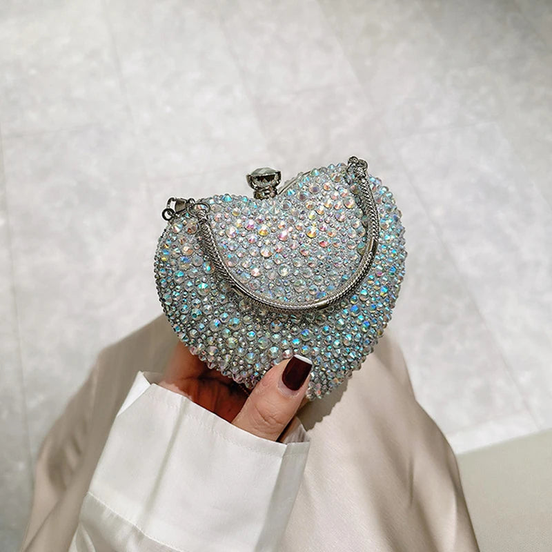 Luxury Crystal Heart Rhinestone Clutch