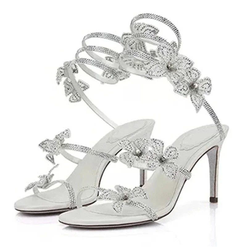 Crystal Stiletto Sandal — Ankle Strap High Heel
