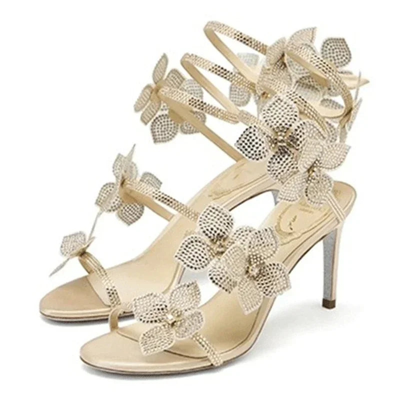 Crystal Stiletto Sandal — Ankle Strap High Heel