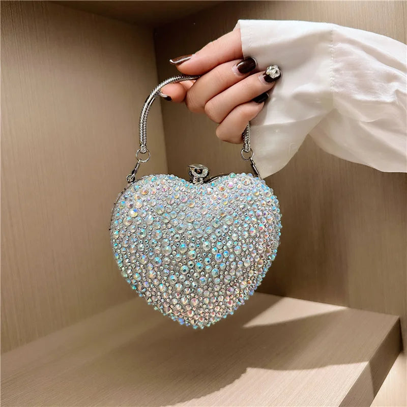 Luxury Crystal Heart Rhinestone Clutch