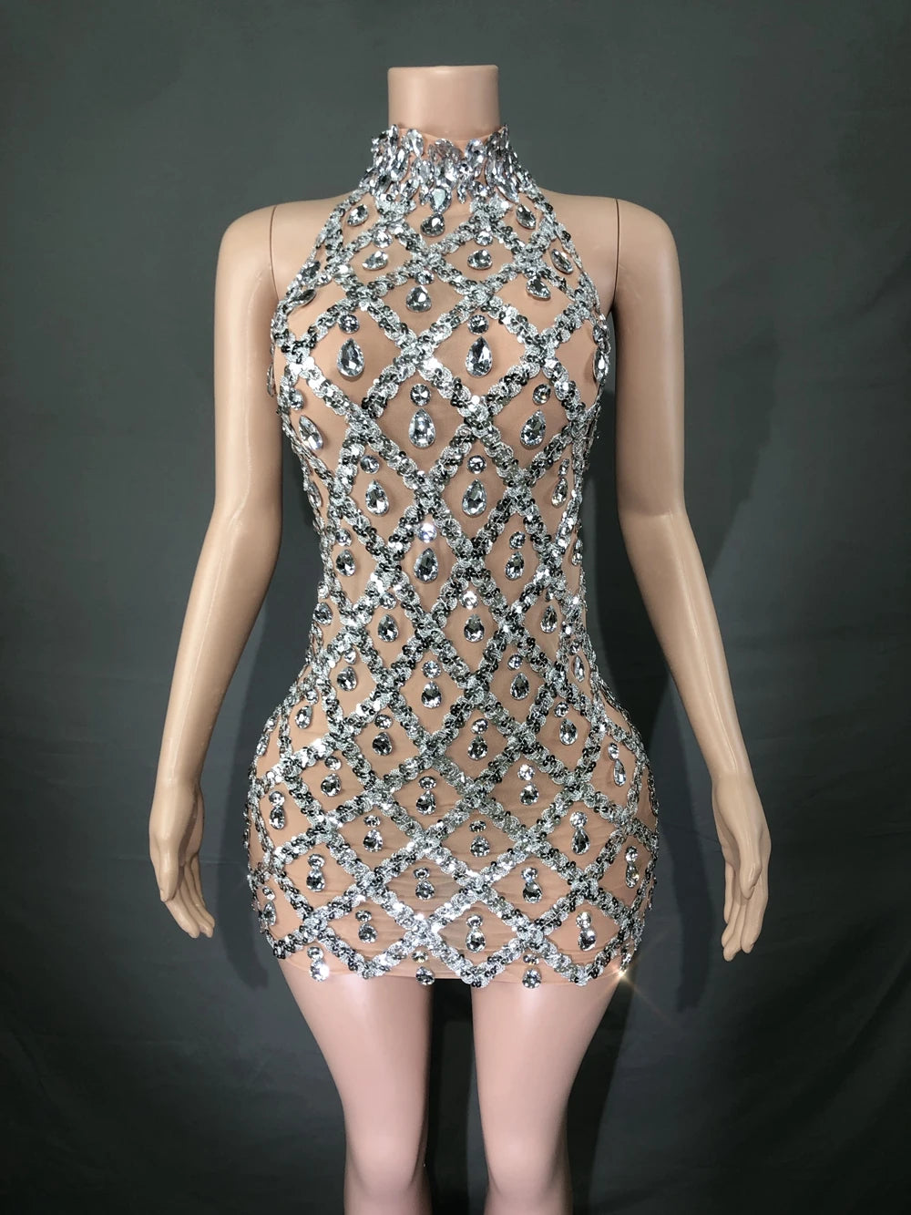Lumière Rhinestone Mesh Dress — Sparkle Evening Gown