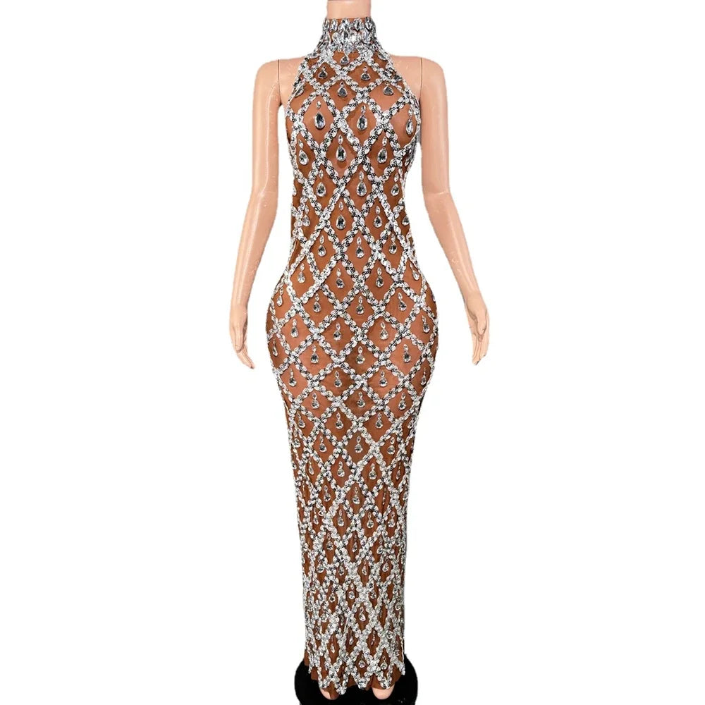 Lumière Rhinestone Mesh Dress — Sparkle Evening Gown