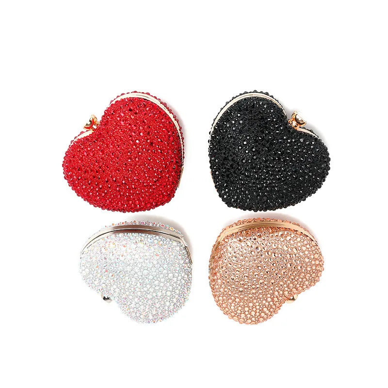 Luxury Crystal Heart Rhinestone Clutch