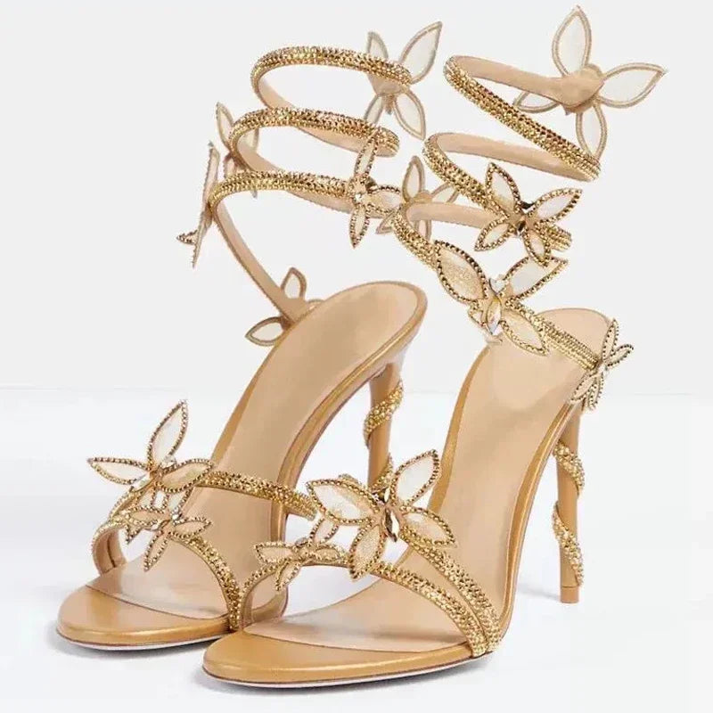 Crystal Stiletto Sandal — Ankle Strap High Heel