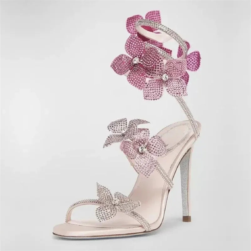 Crystal Stiletto Sandal — Ankle Strap High Heel