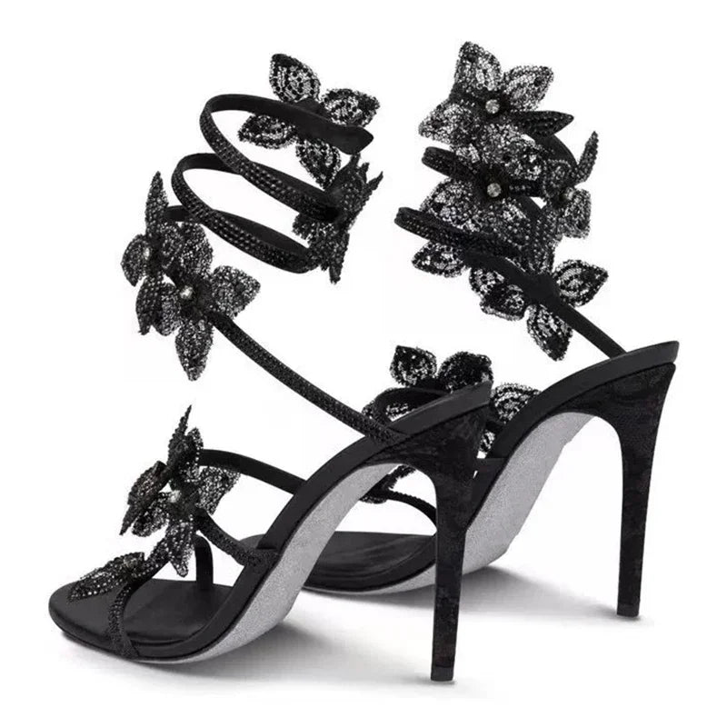 Crystal Stiletto Sandal — Ankle Strap High Heel