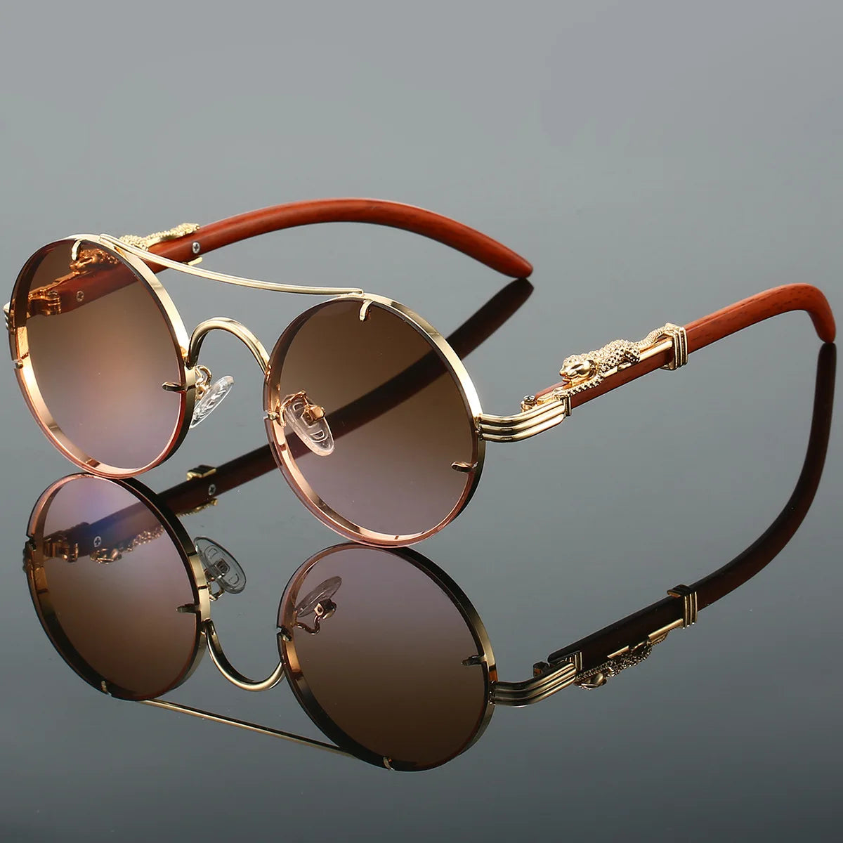 Lumière Round Sunglasses — Double Bridge UV400 Gradient