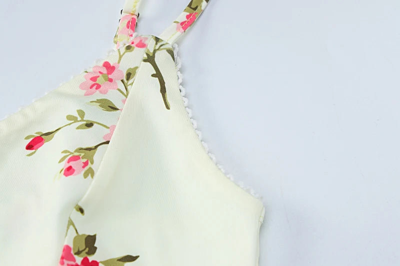 Vintage Floral Backless Maxi Dress