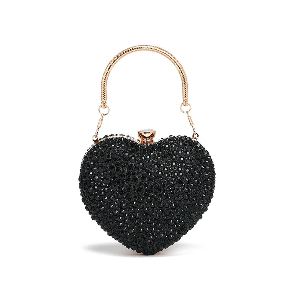 Luxury Crystal Heart Rhinestone Clutch