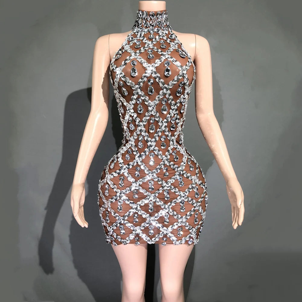Lumière Rhinestone Mesh Dress — Sparkle Evening Gown