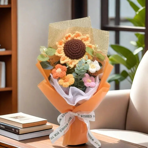 Crochet Sunflower & Daisy Bouquet — Handmade Eternal Bloom