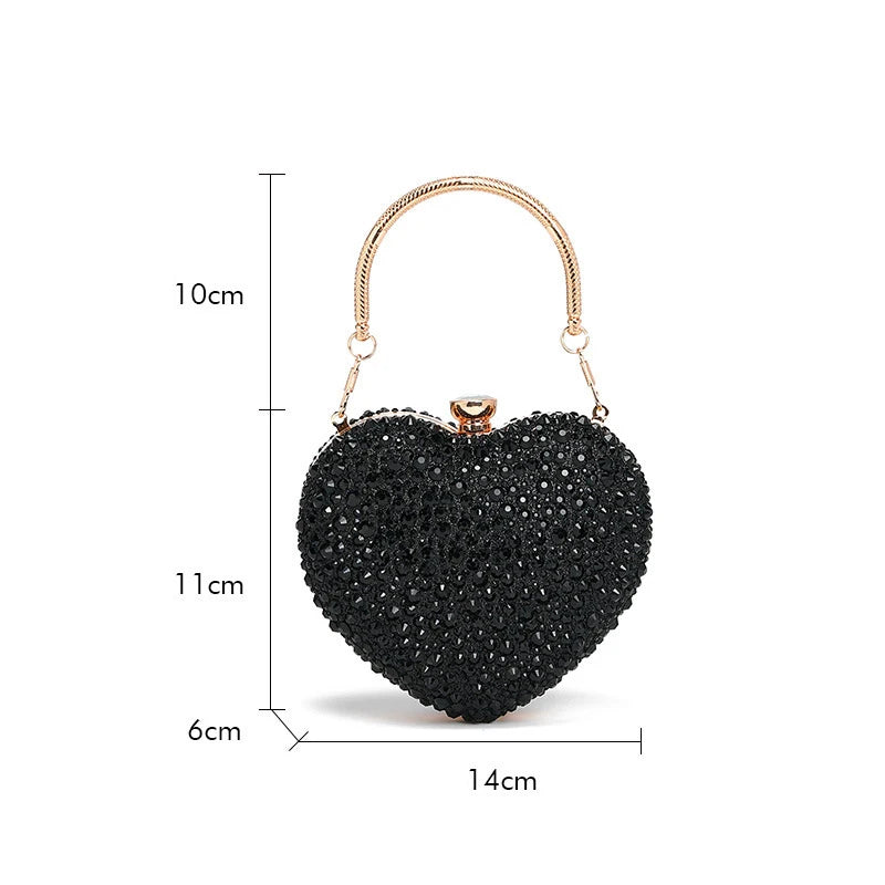 Luxury Crystal Heart Rhinestone Clutch