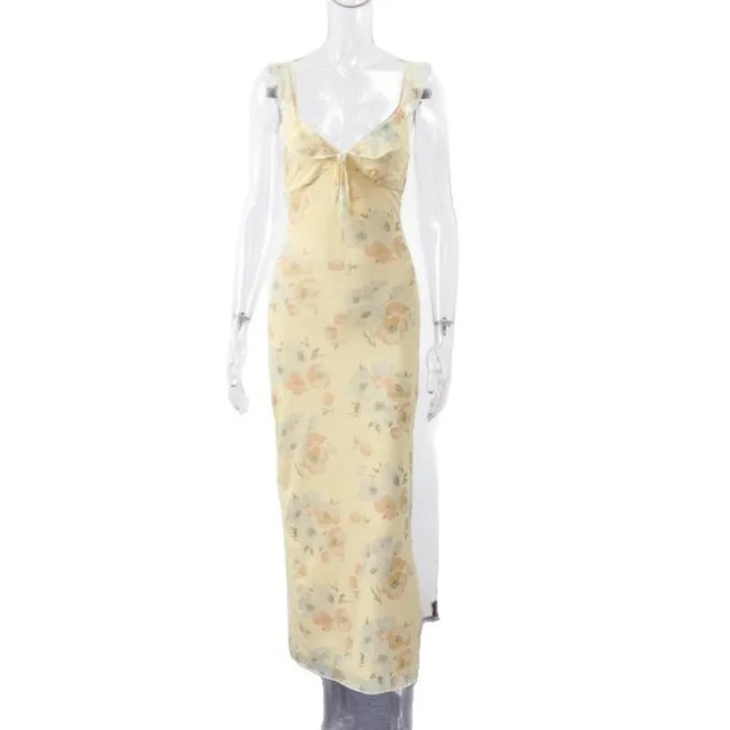 Floral Reverie Maxi Dress — Backless Spaghetti Strap